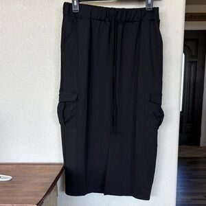 Black Midi Skirt with Pockets